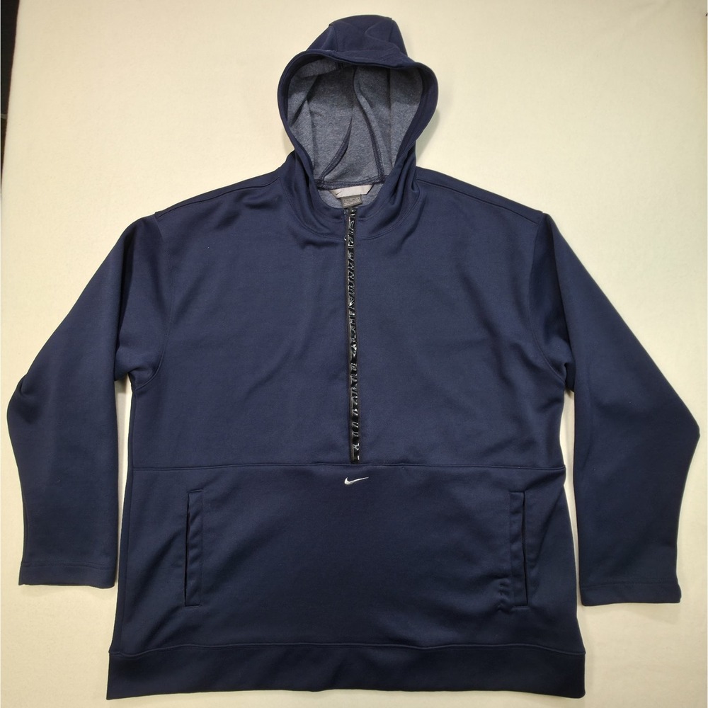 Y2K Nike Hoodie Mens XL Sweatshirt 1/4 Zip Center Swoosh Latex Accent‎ Strip